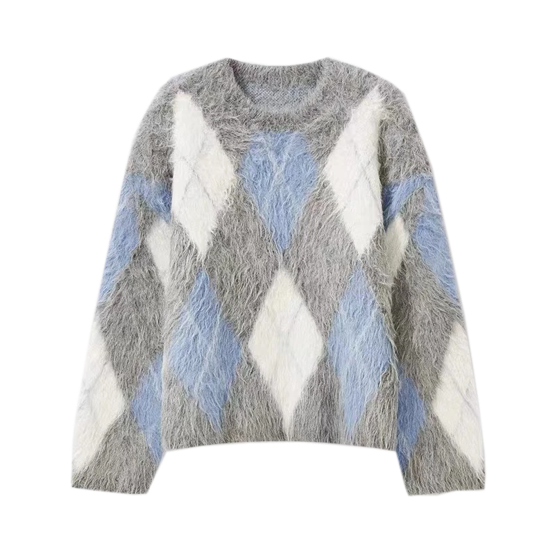 Dylunydd Merched Mohair Blend Edafedd Tei siwmper Dye