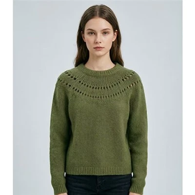 Siwmper Gwddf Criw Yoke Openwork